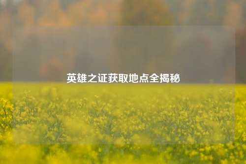英雄之证获取地点全揭秘