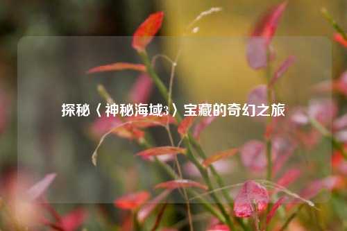 探秘〈神秘海域3〉宝藏的奇幻之旅
